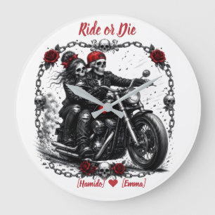 Ride or Die Persoonlijk Skeleton Koppel Grote Klok