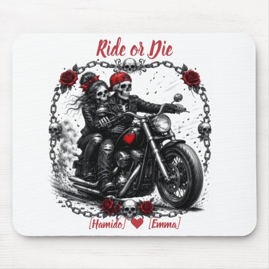 Ride or Die Persoonlijk Skeleton Koppel Muismat (Voorkant)