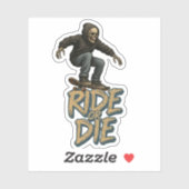 Ride Or Die Skater Skeleton -Skateboarding Graphic Sticker (Vel)