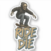 Ride Or Die Skater Skeleton -Skateboarding Graphic Sticker (Voorkant)