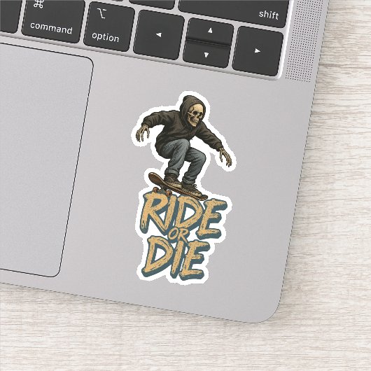 Ride Or Die Skater Skeleton -Skateboarding Graphic Sticker (Detail)