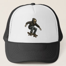 Ride Or Die Skater Skeleton -Skateboarding Graphic Trucker Pet