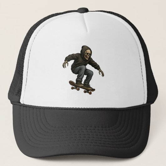 Ride Or Die Skater Skeleton -Skateboarding Graphic Trucker Pet (Voorkant)