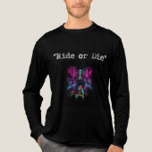 Ride or Die - Vaporwave Skeleton Skateboarden Tri-Blend Shirt (Voorkant volledig)