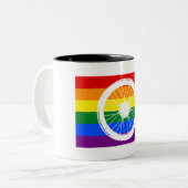 Ride Pride Cycling Wheel Tweekleurige Koffiemok (Voorkant links)