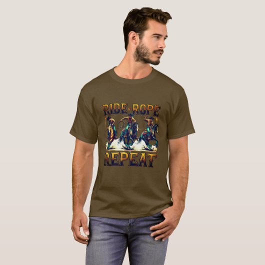 ✨"Ride Rope Repeat" Cowboy Riding Shirt  (Voorkant volledig)