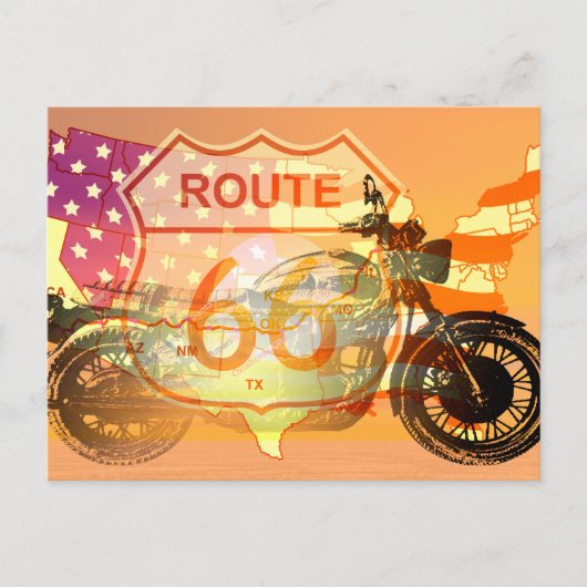 Ride Route 66 Briefkaart (Voorkant)