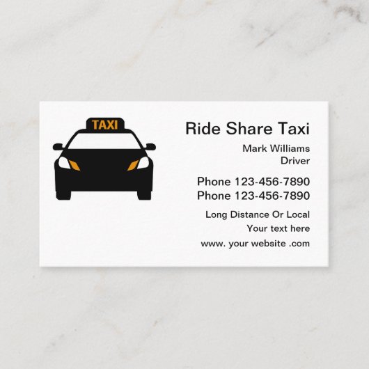 Ride Share Taxi Transport Visitekaartje (Voorkant)