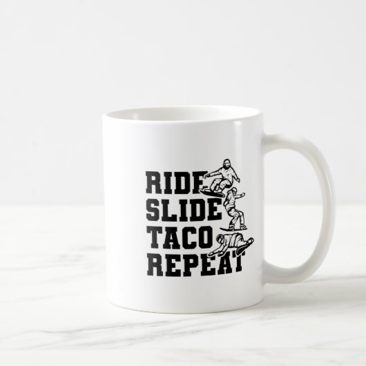 Ride Slide Taco Herhaal Snowboarder Snowboarden Koffiemok (Rechts)