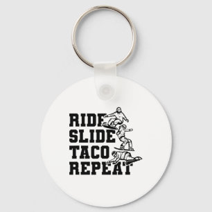 Ride Slide Taco Herhaal Snowboarder Snowboarden Sleutelhanger