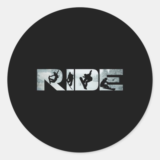 Ride Snowboards T-shirt Funny Snowboarding Lover Ronde Sticker (Voorkant)