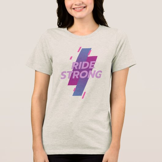 Ride Strong: Spin Klasse & Indoor Fietsen Tri-Blend Shirt (Voorkant)