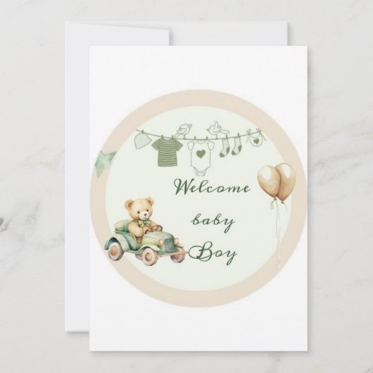  Ride & Teddy Pride Baby shower Uitnodiging (Achterkant)