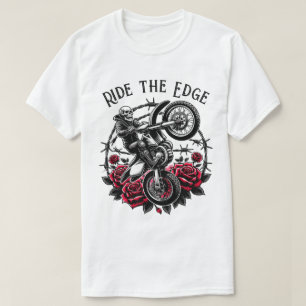 Ride The Edge" Motorcross Skull & Rozen Graphic T-shirt