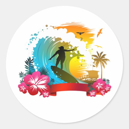 Ride The Tide Ronde Sticker (Voorkant)