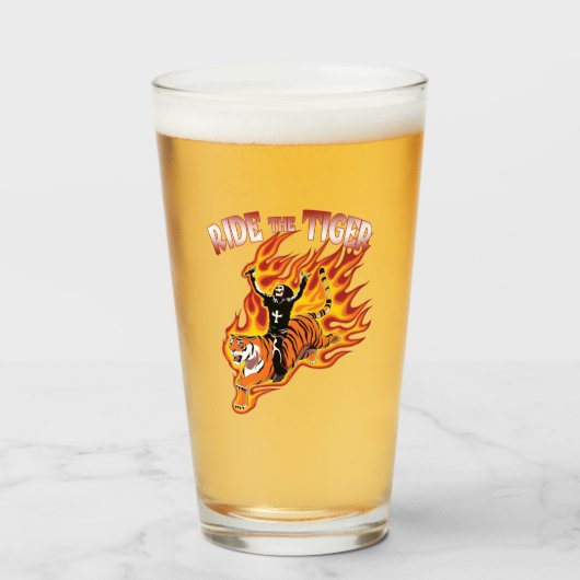 Ride the Tiger  Heavy Metal Illustration Glas (Voorkant gevuld)