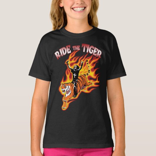 Ride the Tiger Heavy Metal Illustration T-shirt (Voorkant)