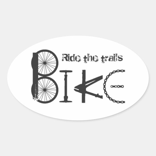 Ride the Trail Bike Graffiti quote Ovale Sticker (Voorkant)
