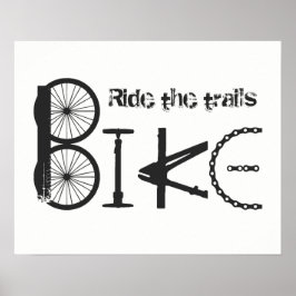 "Ride the Trails" Bike Word uit onderdelen Poster