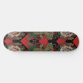 Ride the Vibes: Rood Japans  Bloemen Persoonlijk Skateboard (Horizontaal)