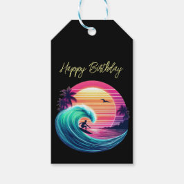 Ride the Wave bij zonsondergang Cadeaulabel