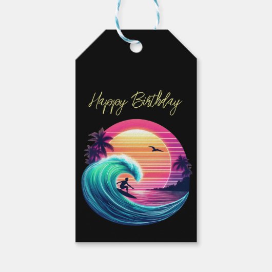 Ride the Wave bij zonsondergang Cadeaulabel (Voorkant)