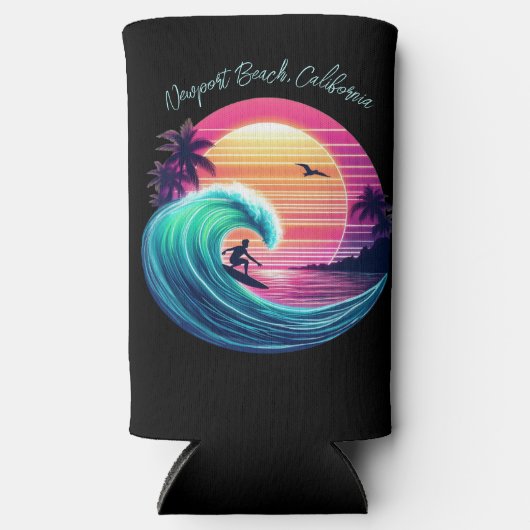 Ride the Wave bij zonsondergang Seltzer Blikjeskoeler (Voorkant)