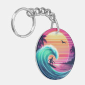 Ride the Wave bij zonsondergang Sleutelhanger (Voorkant Links)