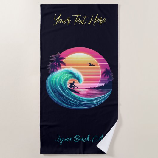 Ride the Wave bij zonsondergang Strandlaken (Voorkant)