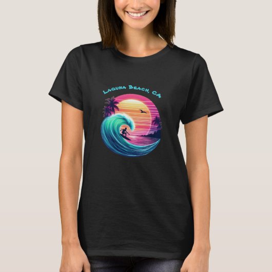 Ride the Wave bij zonsondergang T-shirt (Voorkant)