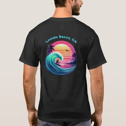 Ride the Wave bij zonsondergang T-shirt (Achterkant)