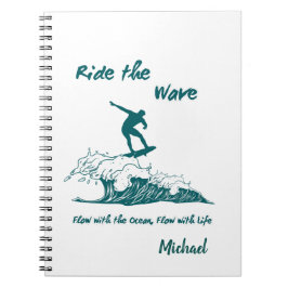 "Ride the Wave" Inspirational Surfing Graphic Notitieboek