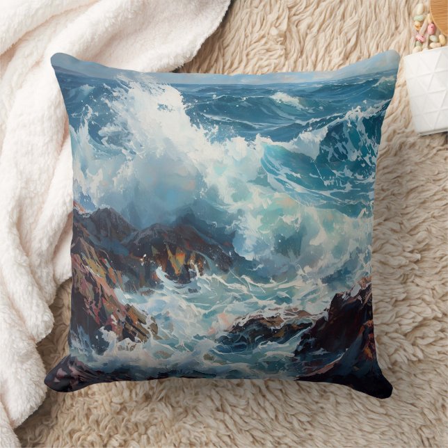 Ride the Wave – Oceaan Vibes Kust Decoratie  Kussen (Deken)