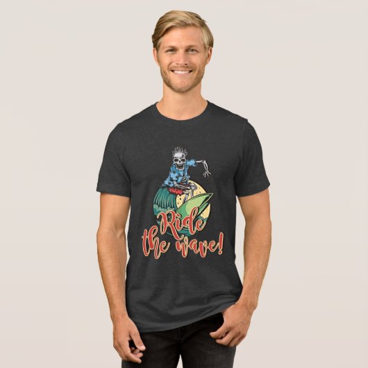 Ride the Wave - Retro Surven Skeleton T-shirt (Voorkant volledig)