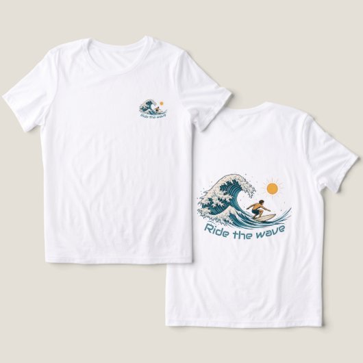 Ride the Wave Surf T-Shirt (Ontwerp Voorkant & Achterkant)