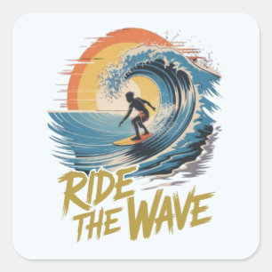 Ride the Wave Vierkante Sticker