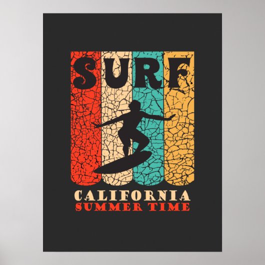 Ride the Waves California Summer Surfing strand Poster (Voorkant)