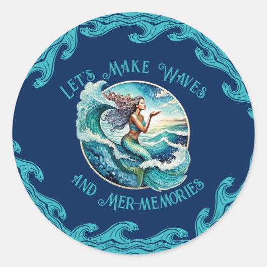 Ride the Waves: Mer-Herinneringen wachten! Ronde Sticker (Voorkant)