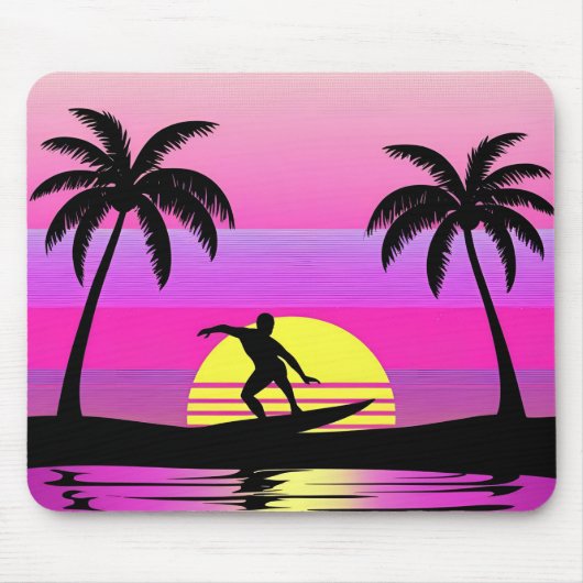 Ride the Waves – Purple Sunset Surf Mood Mouse Pad Muismat (Voorkant)