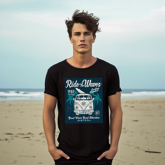 Ride The Waves Retro Surfen T-shirt