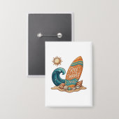 Ride the Waves Surfboard Illustratie - Tropisch B Button (Voorkant / Achterkant)