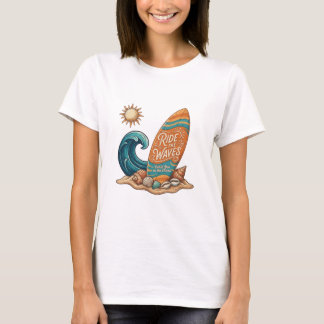 Ride the Waves Surfboard Illustratie - Tropisch S T-shirt