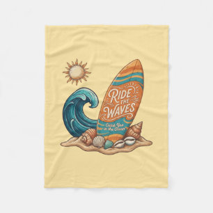 Ride the Waves Surfboard Illustratie - Zonnige Kus Fleece Deken
