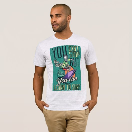 Ride the Waves - Surven Skeleton Retro T-shirt (Voorkant volledig)