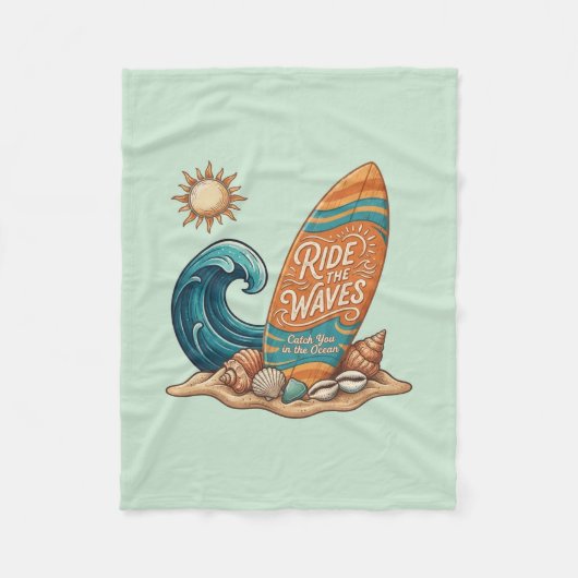 Ride The Waves Vintage Beach Dekens (Voorkant)
