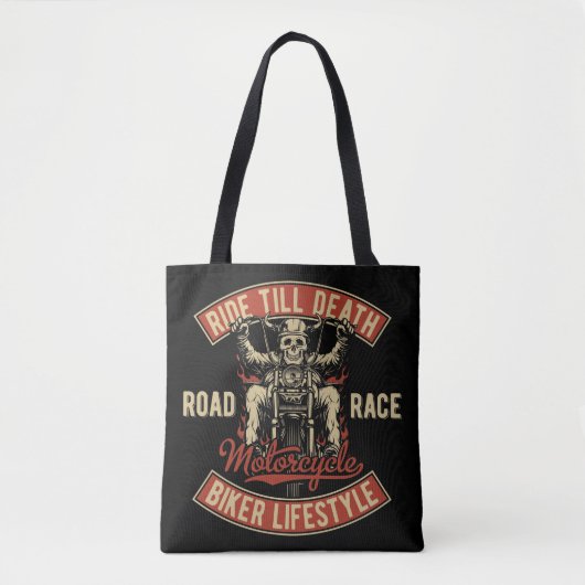 Ride Till Death Biker Lifestyle Tote Bag (Voorkant)