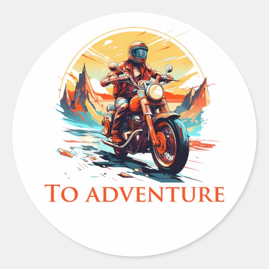 Ride to Adventure Ronde Sticker (Voorkant)