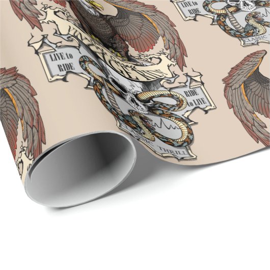 Ride to Live Live to Ride Biker-ontwerp Cadeaupapier (Rol Hoek)