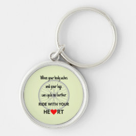 Ride with heart cycling motivational quote green sleutelhanger
