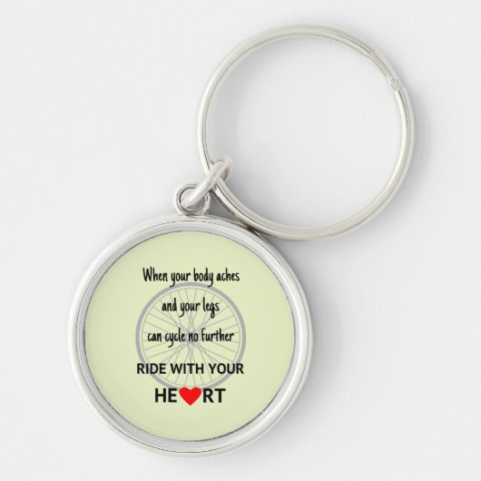 Ride with heart cycling motivational quote green sleutelhanger (Voorkant)